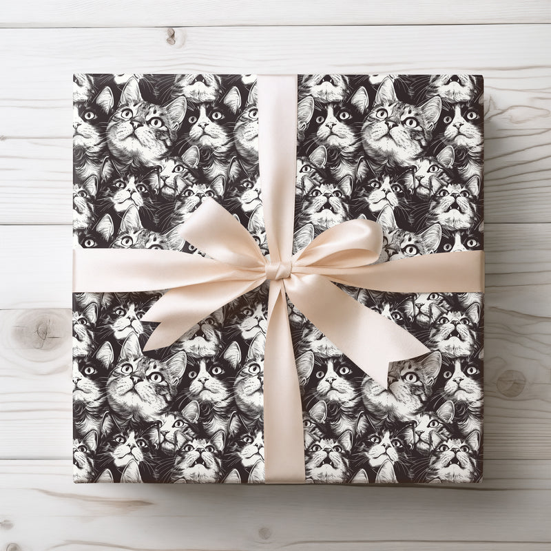 Meow Mood - Funny Black and White Cat Wrapping Paper