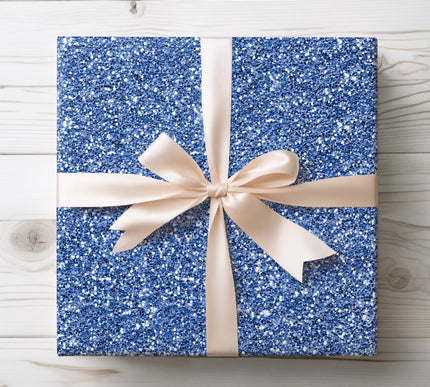 Deep sapphire blue with shimmering sparkles, perfect for mystical and elegant gift wrapping. 