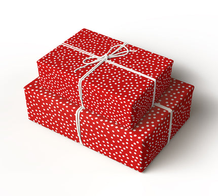 Speckled Bliss - Red and White Tiny Polka Dot Wrapping Paper