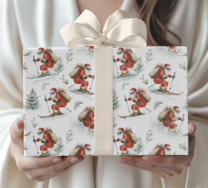 Alpine Noel Chase - Skiing Santa Wrapping Paper