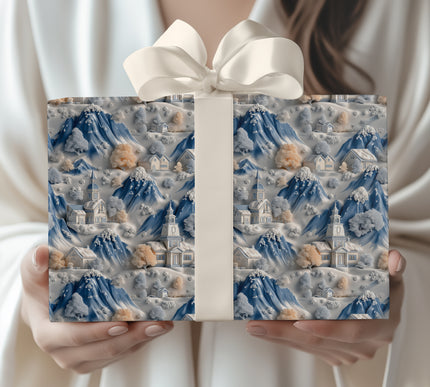 Alpine Reverie - Cozy Winter Village Scenic Wrapping paper