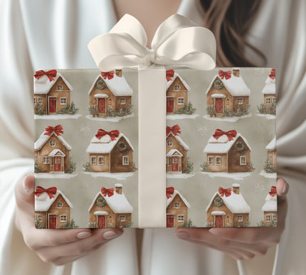 Cozy Ginger Cottages - Gingerbread Cottage Christmas Wrapping Paper