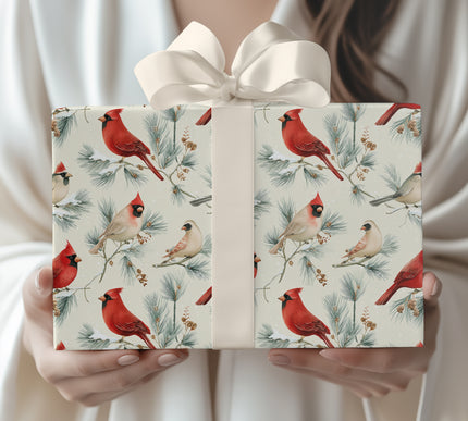 Crimson Serenade - Cardinal Bird Christmas Wrapping Paper