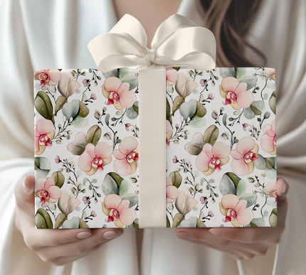 Eden Leaves - Lush Orchid Flower Wrapping Paper