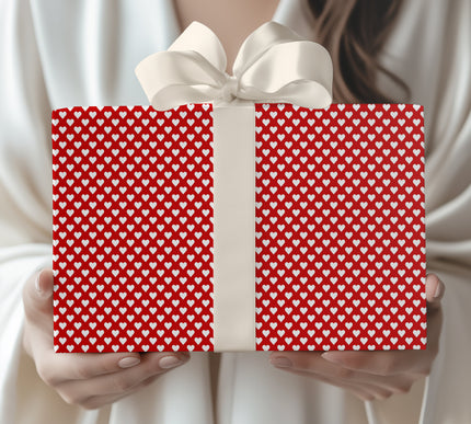 Ruby Serenade - Red Heart Pattern Wrapping Paper