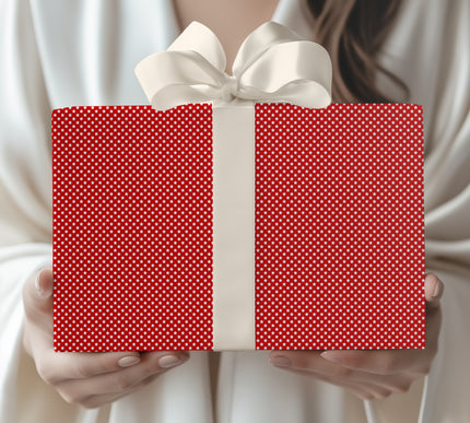 Starry Wonderland - Red and White Tiny Star Pattern Wrapping Paper