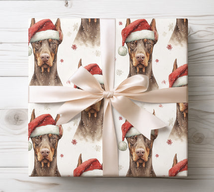 Festive Doberman dog designs celebrating Christmas, perfect for pet-themed holiday gifts. 
