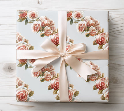 Romantic rose bouquet pattern in soft blush tones, perfect for weddings and special occasions. 