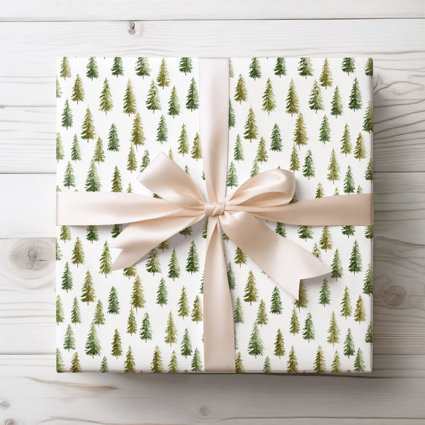 SylvaWhisper – Watercolor Green Pine Tree Christmas Wrapping Paper