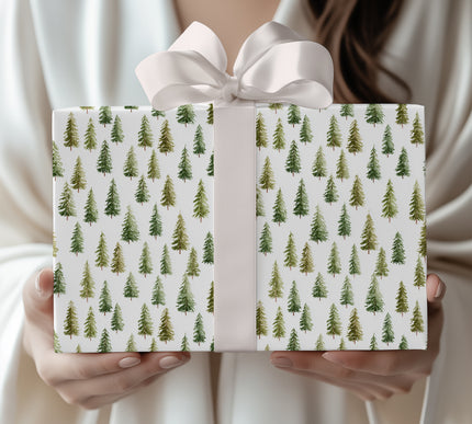 SylvaWhisper – Watercolor Green Pine Tree Christmas Wrapping Paper