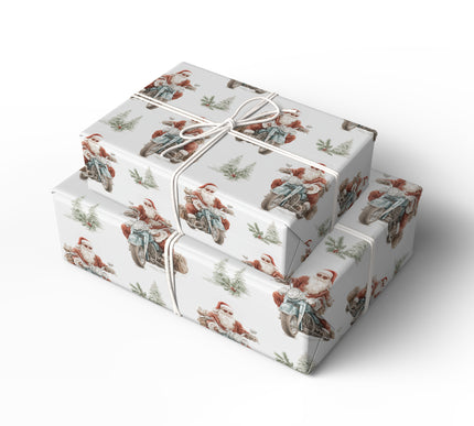 Frost Run - A Cool Santa On A Motorcycle Wrapping Paper