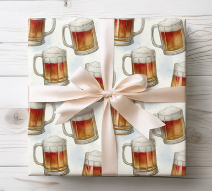 Foamy Festivity – Beer Mug with Foam Head Wrapping Paper