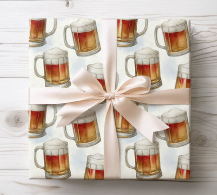 Cheerful beer mugs topped with foam, perfect for festive celebrations and party gifts. 