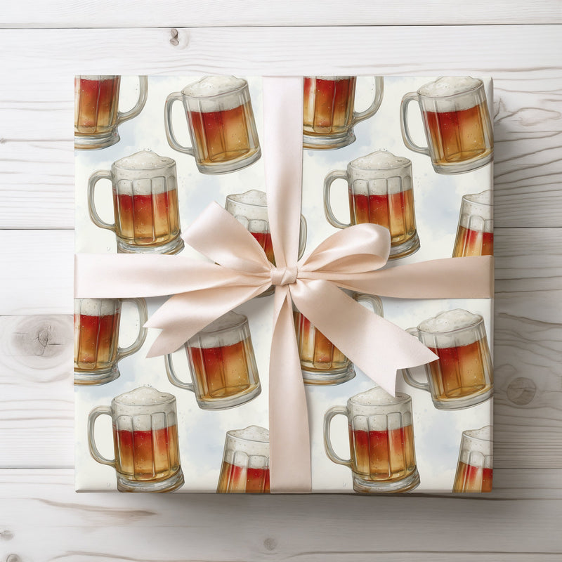 Foamy Festivity – Beer Mug with Foam Head Wrapping Paper