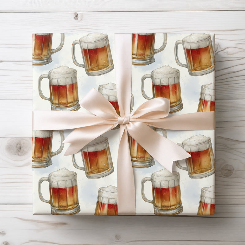 Foamy Festivity – Beer Mug with Foam Head Wrapping Paper