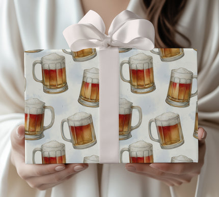 Foamy Festivity – Beer Mug with Foam Head Wrapping Paper