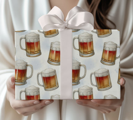 Foamy Festivity – Beer Mug with Foam Head Wrapping Paper