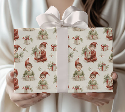 Joyful Workshop Elves - Whimsical Christmas Gift Wrap