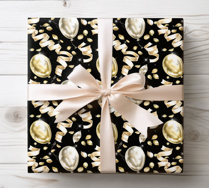 Elegant gold and silver balloons for upscale party and celebration gift wrapping. 