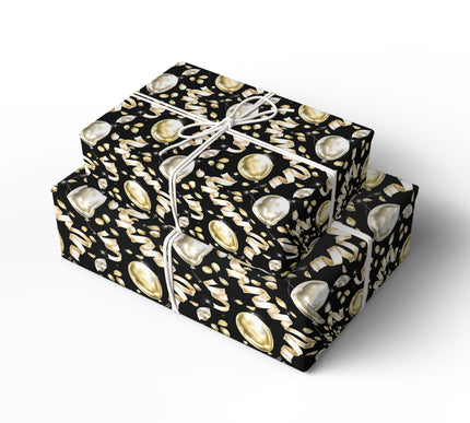 Gilded Celebration - Luxurious Gold and Silver Balloon Party Pattern Wrapping Paper