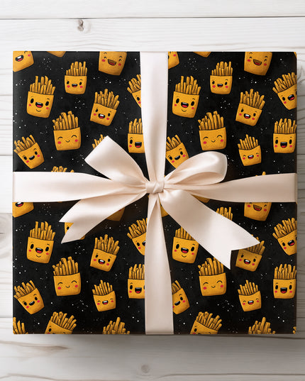 Happy Fries Delight - Smiling French Fries Pattern Wrapping Paper
