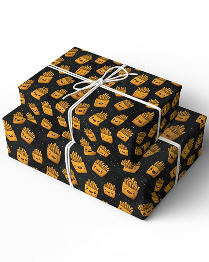 Happy Fries Delight - Smiling French Fries Pattern Wrapping Paper