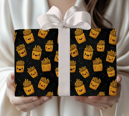 Happy Fries Delight - Smiling French Fries Pattern Wrapping Paper