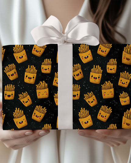 Happy Fries Delight - Smiling French Fries Pattern Wrapping Paper