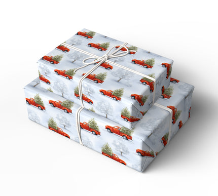 Holly Hauler - Classic Red Truck with Christmas Tree Wrapping Paper