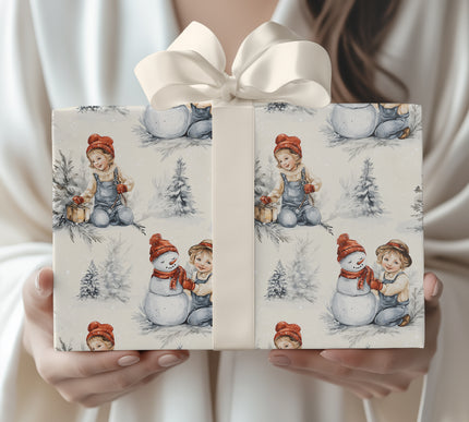 Snow Day Joy - Playful Winter Christmas Gift Wrap