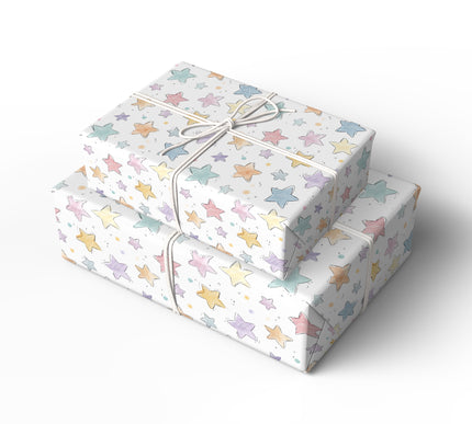 Whimsic Stars - Pastel Sketch Star Pattern Wrapping Paper