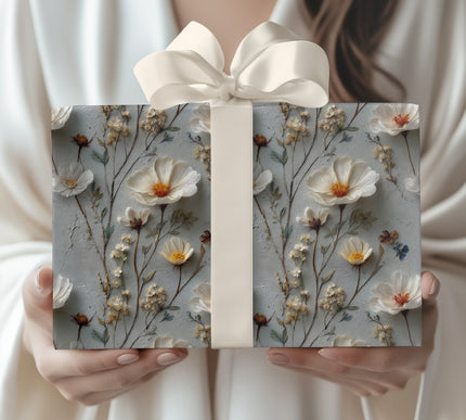 Petalwyn Veil - Delicate Wildflowers Oil Painting Wrapping Paper