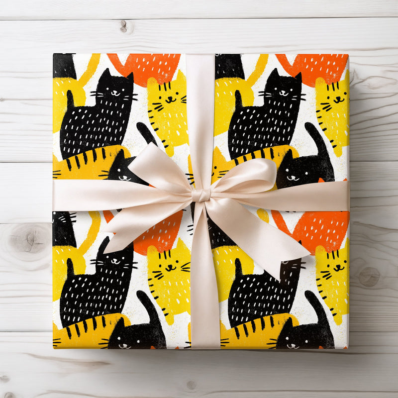 Feline Frost Fest - Colorful Cat Fantasy Wrapping Paper
