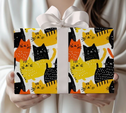Feline Frost Fest - Colorful Cat Fantasy Wrapping Paper