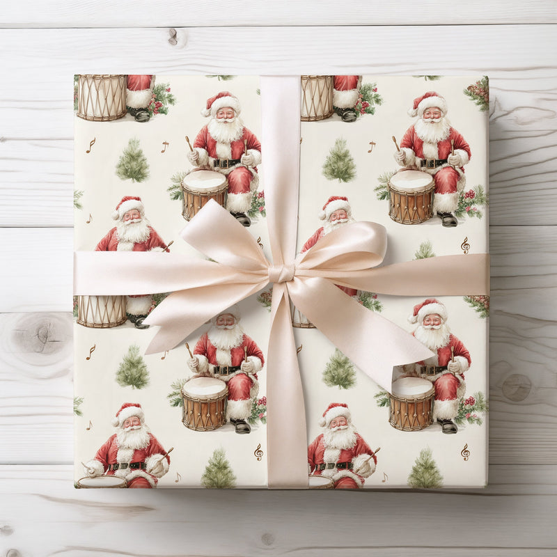 Holiday Rhythm - Santa Drumming Wrapping Paper