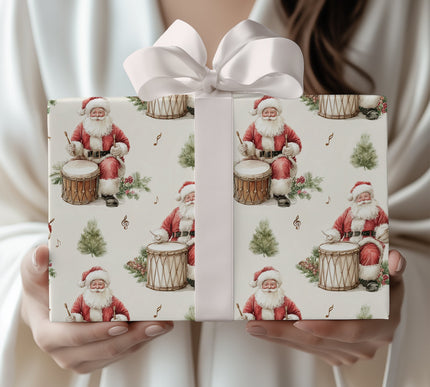 Holiday Rhythm - Santa Drumming Wrapping Paper