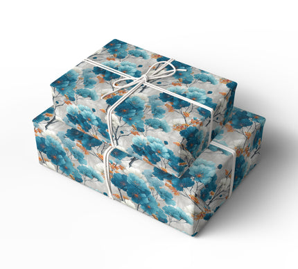 Add artistic charm with Azure Whisperveil, a blue and white abstract floral branches wrapping paper. Ideal for weddings, spring events, and sophisticated birthdays. A stylish and refined design for elegant gifting. 