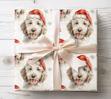 Joyful golden doodles celebrating Christmas, ideal for dog lovers and holiday gifts. 