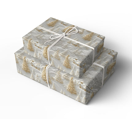 Gilded Winter Hamlet - Elegant Embossed Effect  Winter Wonderland Gift Wrap