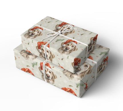 Festive Gilded Light - Golden Retriever Christmas Gift Wrap