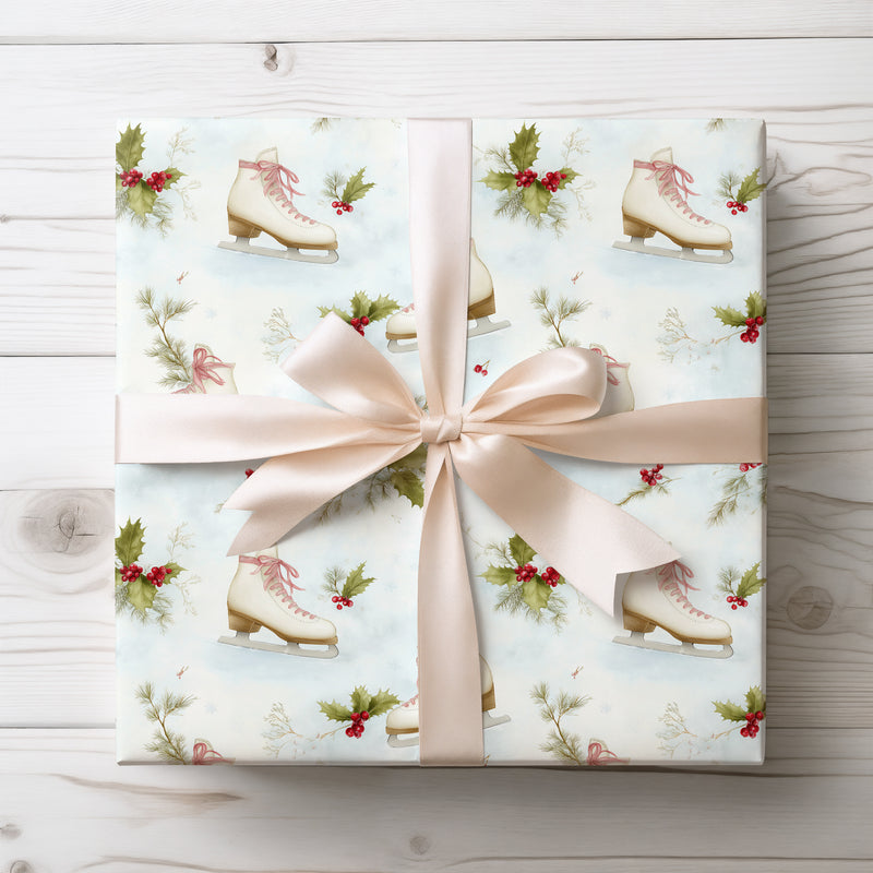 Holly Skates - Christmas Skates Gift Wrap