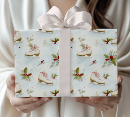 Holly Skates - Christmas Skates Gift Wrap