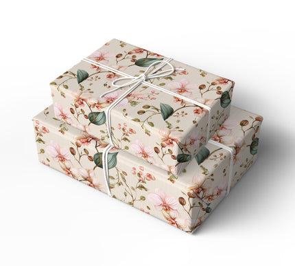 Ivory Bloom - Soft Floral Orchid Gift Wrap Paper