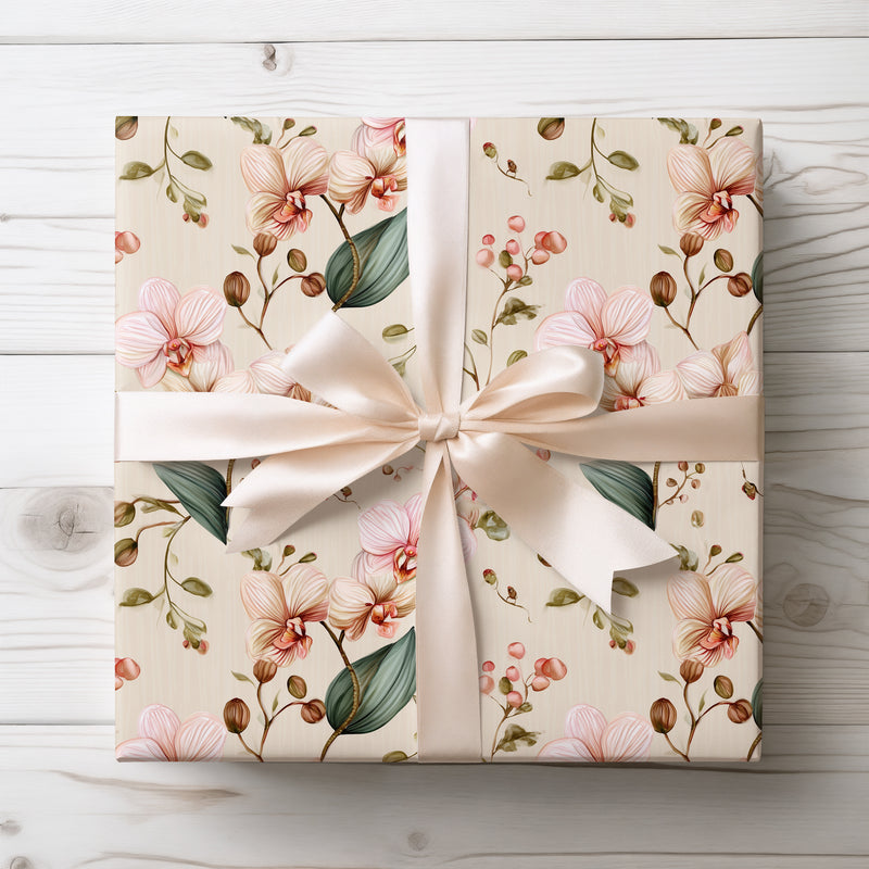 Ivory Bloom - Soft Floral Orchid Gift Wrap Paper