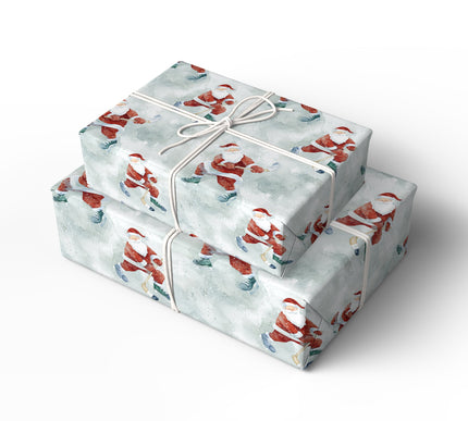 Snow Puck Express – Santa Playing Ice Hockey Wrapping Paper