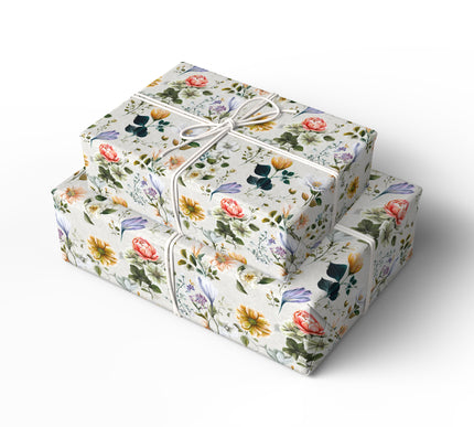 FloraWeave – Bright hand-drawn florals layered with subtle lace patterns Wrapping Paper