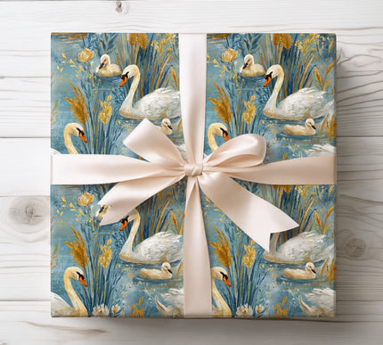 Graceful and serene, Swan Mirage features swans with delicate flowers. Perfect for weddings, anniversaries, and elegant gift giving. 