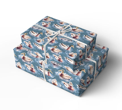 BlueQuack – Mallard Ducks in Watercolor Wrapping Paper
