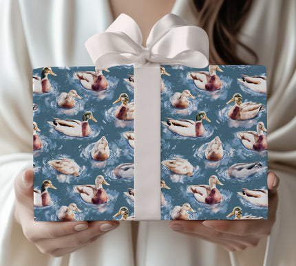 BlueQuack – Mallard Ducks in Watercolor Wrapping Paper