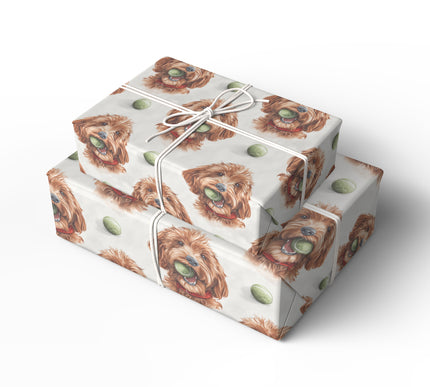 Tennyroll – Golden Retriever Dog with Tennis Ball Wrapping PaperPaper